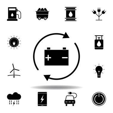 akümülatör simgesi . Alternatif enerji çizimleri simgeleri kümesi. Web, logo, mobil uygulama, Ui, Ux için kullanılabilir