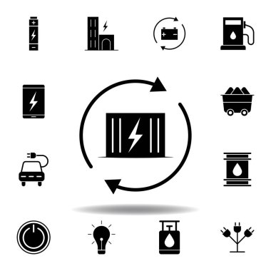 transformatör, yıldırım, ok simgesi . Alternatif enerji çizimleri simgeleri kümesi. Web, logo, mobil uygulama, Ui, Ux için kullanılabilir