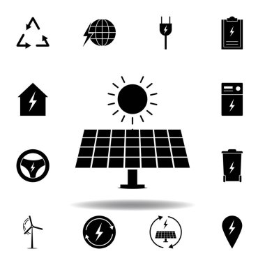 güneş paneli, güneş simgesi . Alternatif enerji çizimleri simgeleri kümesi. Web, logo, mobil uygulama, Ui, Ux için kullanılabilir