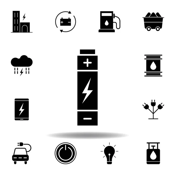 Batería, icono del rayo. Conjunto de iconos de ilustraciones de energía alternativa. Puede ser utilizado para web, logotipo, aplicación móvil, interfaz de usuario, UX — Vector de stock