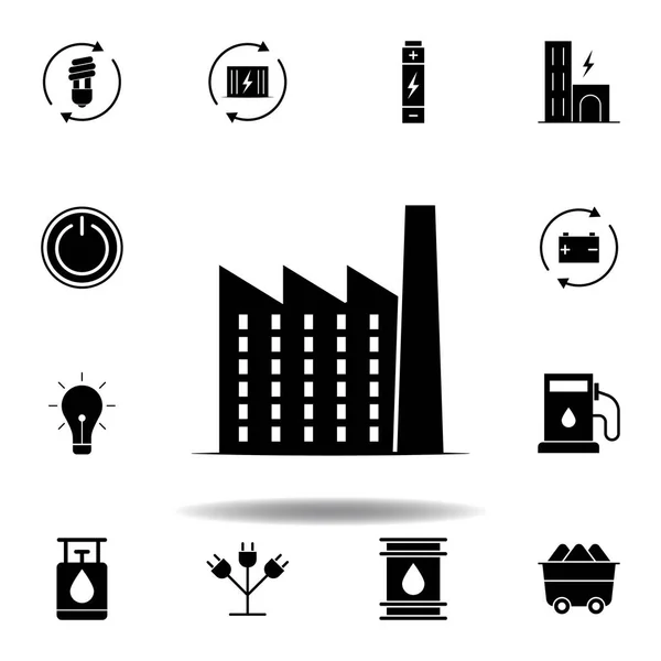 Fabrieks pictogram. Set van alternatieve energie illustraties iconen. Kan worden gebruikt voor web, logo, mobiele app, ui, UX — Stockvector