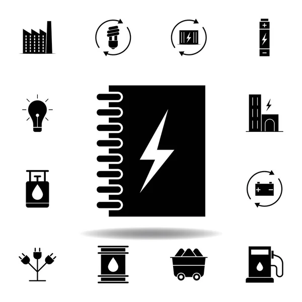 Portátil, energía, icono del rayo. Conjunto de iconos de ilustraciones de energía alternativa. Puede ser utilizado para web, logotipo, aplicación móvil, interfaz de usuario, UX — Vector de stock