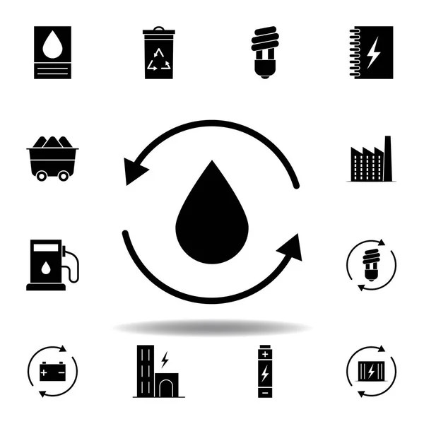 Aceite, icono de flecha. Conjunto de iconos de ilustraciones de energía alternativa. Puede ser utilizado para web, logotipo, aplicación móvil, interfaz de usuario, UX — Vector de stock