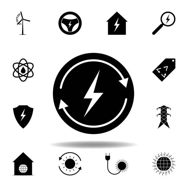 Rayo, icono de flecha. Conjunto de iconos de ilustraciones de energía alternativa. Puede ser utilizado para web, logotipo, aplicación móvil, interfaz de usuario, UX — Vector de stock