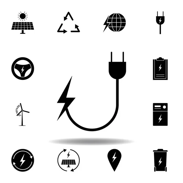 Zócalo, icono del rayo. Conjunto de iconos de ilustraciones de energía alternativa. Puede ser utilizado para web, logotipo, aplicación móvil, interfaz de usuario, UX — Vector de stock