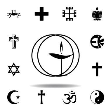 din sembolü, Unitarian, evrensellik simgesi. Din sembolü illüstrasyon unsuru. İşaretler ve semboller simgesi web, logo, mobil uygulama, Ui, Ux için kullanılabilir