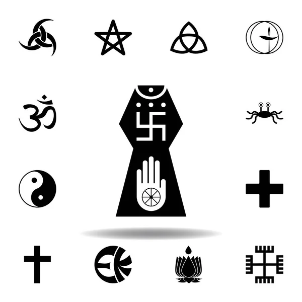 Religion symbol, Jainism icon. Element of religion symbol illustration. Signs and symbols icon can be used for web, logo, mobile app, UI, UX — Stock Vector