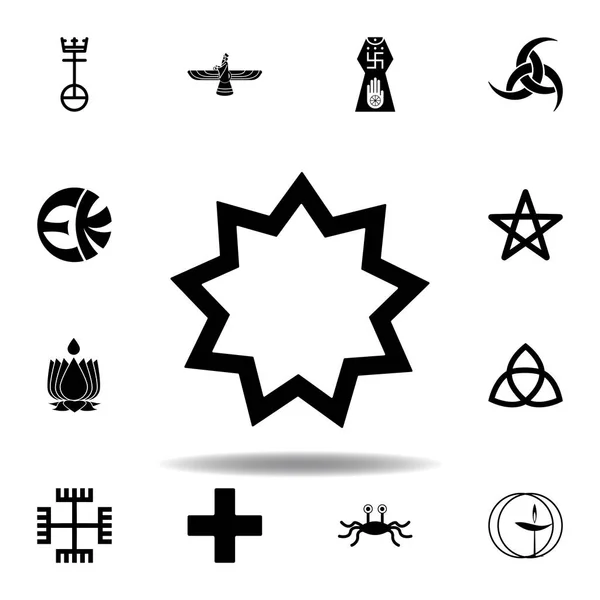 Religionssymbol, Baha-Symbol. Element religiöser Symbolillustration. Zeichen und Symbole können für Web, Logo, mobile App, ui, ux verwendet werden — Stockvektor