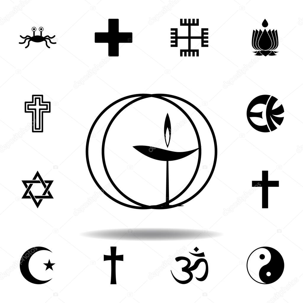 religion symbol, Unitarian, universalism icon. Element of religion symbol illustration. Signs and symbols icon can be used for web, logo, mobile app, UI, UX