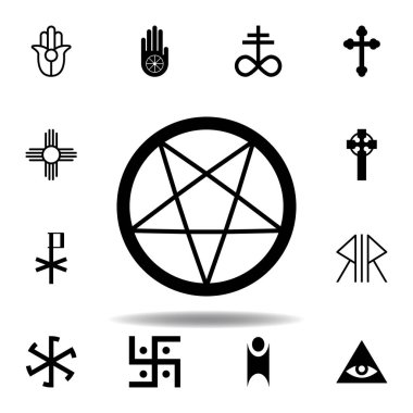 din sembolü, okültizm simgesi. Din sembolü illüstrasyon unsuru. İşaretler ve semboller simgesi web, logo, mobil uygulama, Ui, Ux için kullanılabilir