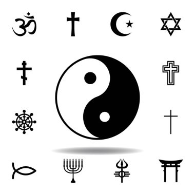 din sembolü, yin yang simgesi. Din sembolü illüstrasyon unsuru. İşaretler ve semboller simgesi web, logo, mobil uygulama, Ui, Ux için kullanılabilir