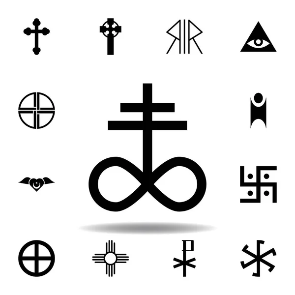 종교의 상징, 사탄의 교회 아이콘. 종교 기호 그림의 요소입니다. 기호 및 기호 아이콘은 웹, 로고, 모바일 앱, Ui, Ux에 사용할 수 있습니다. — 스톡 벡터