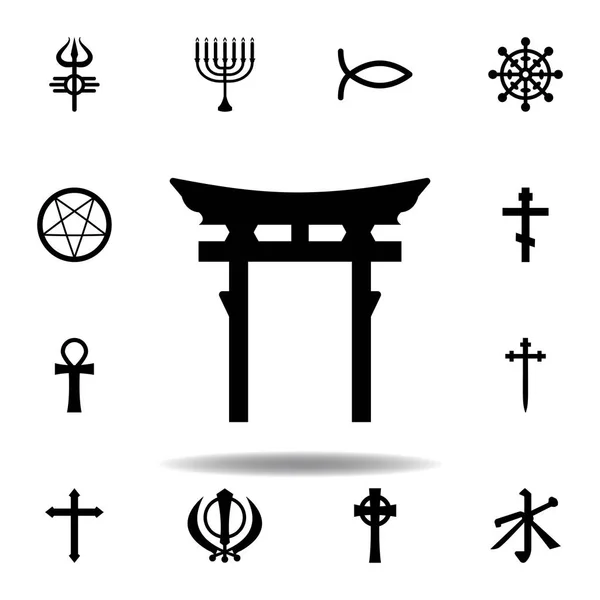 Símbolo religioso, ícone do Xintoísmo. Elemento de ilustração símbolo religião. Sinais e símbolos ícone pode ser usado para web, logotipo, aplicativo móvel, UI, UX —  Vetores de Stock