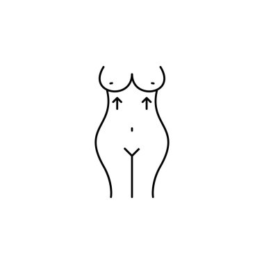 beyaz arka plan üzerinde göğüs yukarı çizgi simgesi