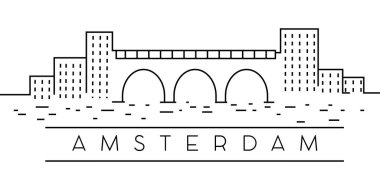 Avrupa Şehri, Amsterdam beyaz arka plan üzerindeki satır simgesi