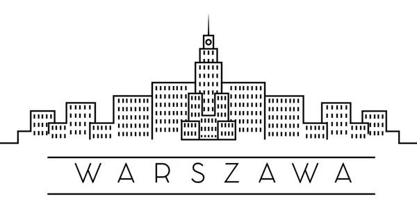 欧洲城市，Warszawa线图标在白色背景 — 图库矢量图片