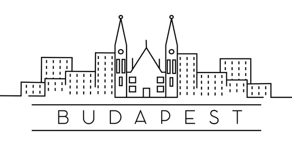 欧洲城市，布达佩斯线图标在白色背景 — 图库矢量图片