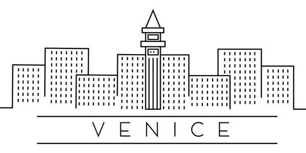 欧洲城市，白色背景上的威尼斯线图标 — 图库矢量图片