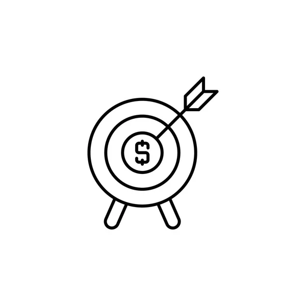 Cel, ikona linii pieniężnej na białym tle — Wektor stockowy