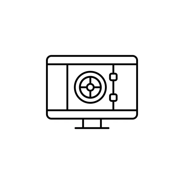 Monitor, Safe Box line-ikonen på vit bakgrund — Stock vektor