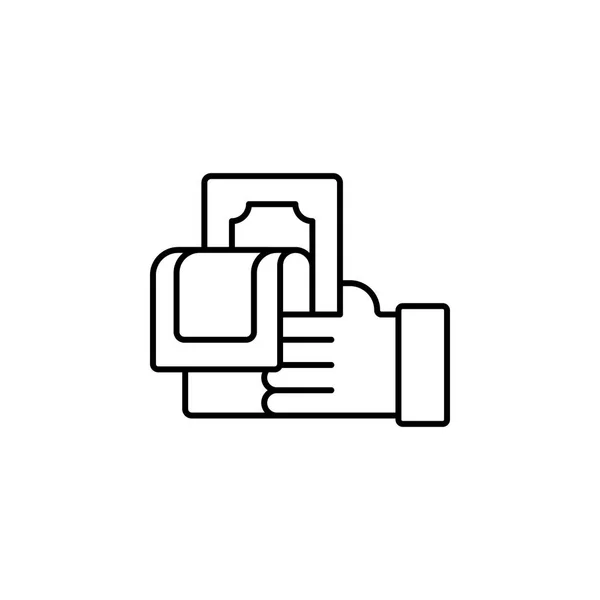 Dinheiro, ícone de linha de braço no fundo branco — Vetor de Stock