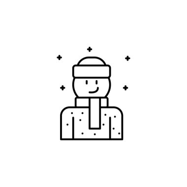 Kışlık kıyafetler, beyaz arkaplanda Noel çizgisi simgesi