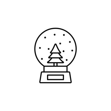 Cam kase, Noel, ağaç, beyaz arkaplanda kar çizgisi simgesi