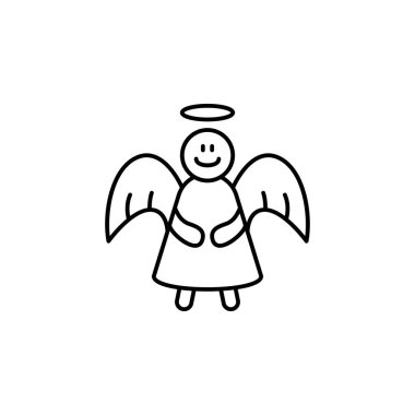 Noel, beyaz arkaplanda melek çizgisi simgesi