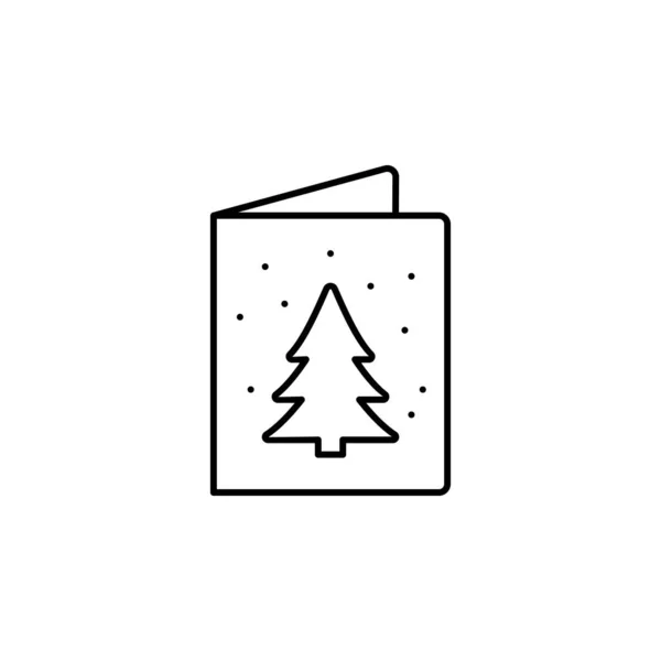 Pohlednice, strom, vánoční ikona na bílém pozadí — Stockový vektor