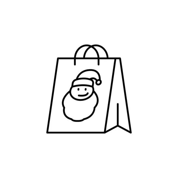 Saco, compras, Natal, ícone de linha de Papai Noel no fundo branco —  Vetores de Stock