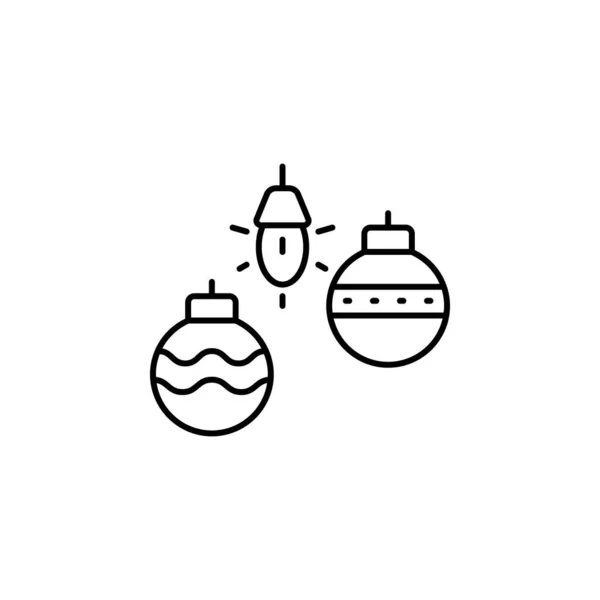 Jul, träd, leksaker linje ikon på vit bakgrund — Stock vektor