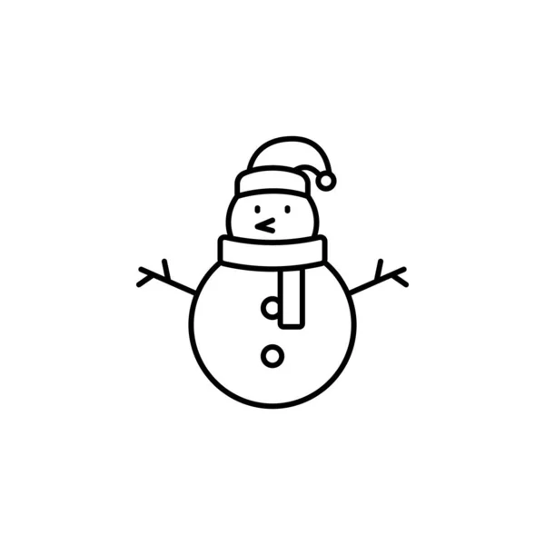 Navidad muñeco de nieve línea icono sobre fondo blanco — Vector de stock