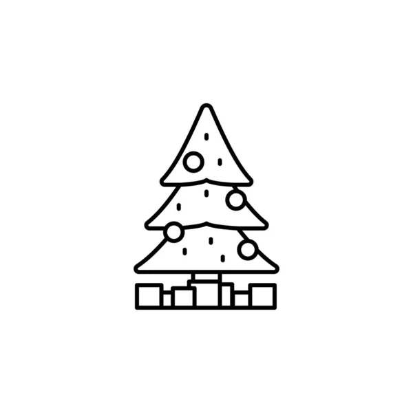 Navidad, árbol, presenta icono de línea sobre fondo blanco — Vector de stock