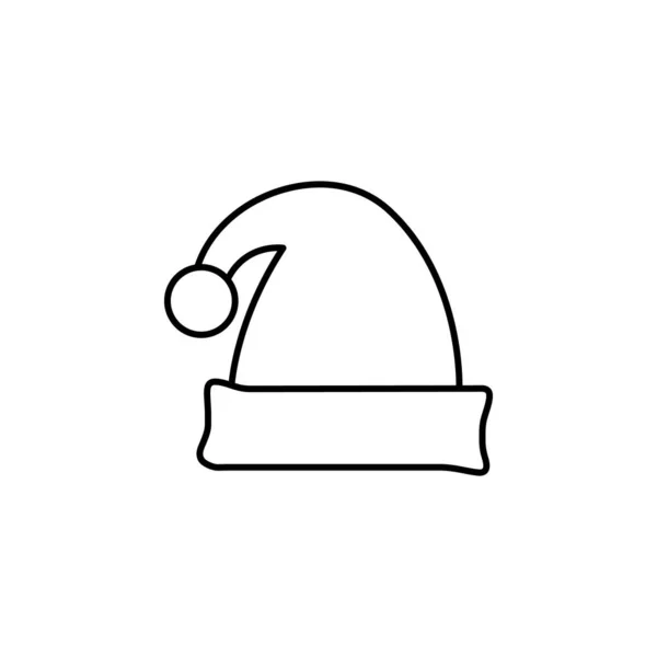 Noël, icône de ligne de chapeau sur fond blanc — Image vectorielle
