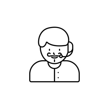 Çağrı merkezi, beyaz arkaplanda avatar çizgisi simgesi