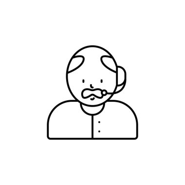 Çağrı merkezi, beyaz arkaplanda avatar çizgisi simgesi