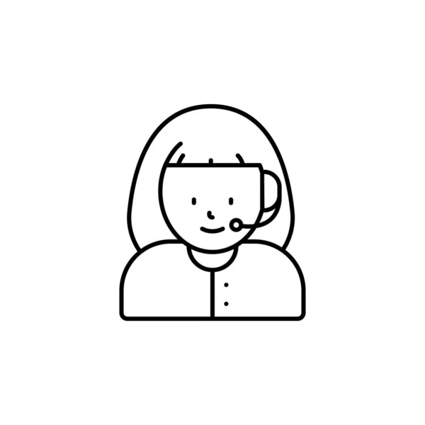 Call center, avatar, flicka linje ikon på vit bakgrund — Stock vektor