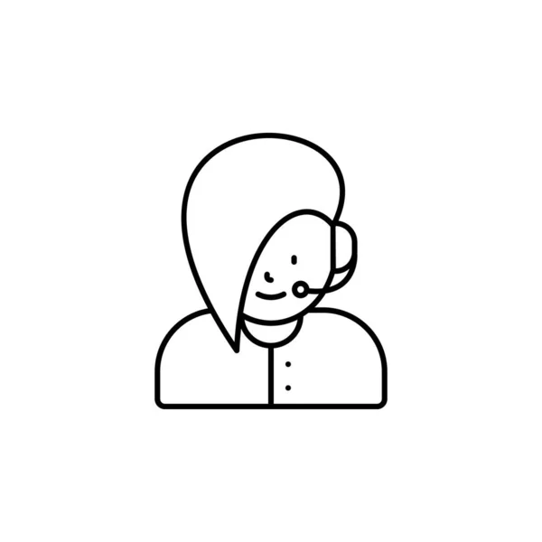 Call center, avatar, girl line icon on white background — Stock Vector
