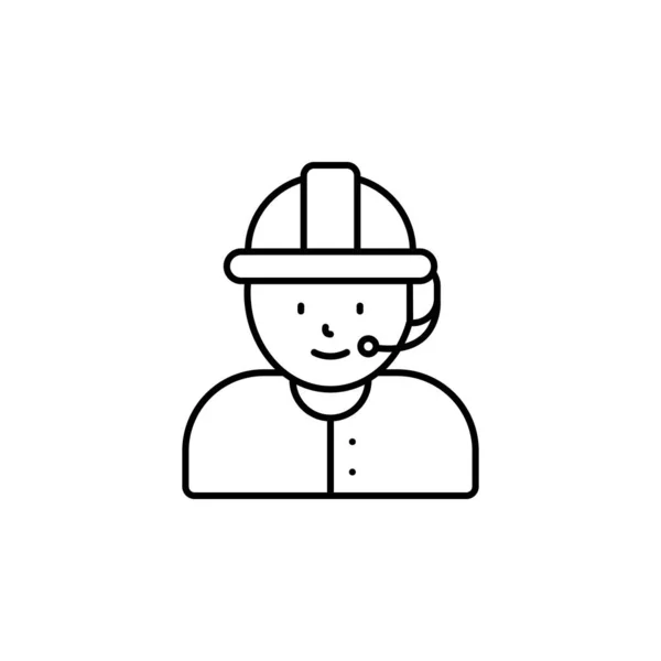 Call center, avatar, icona della linea dell'ingegnere su sfondo bianco — Vettoriale Stock