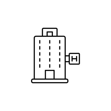 Beyaz arkaplanda hastane inşa çizgisi simgesi