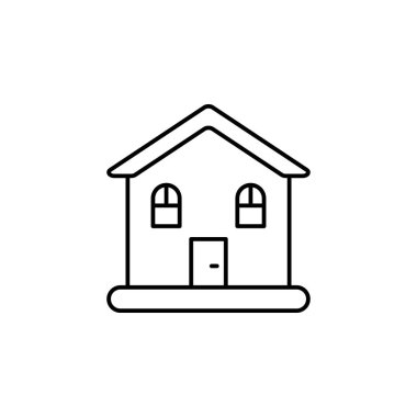 Beyaz arkaplanda bina ve ev satırı simgesi