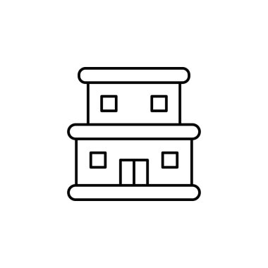 Beyaz arkaplanda bina ve ev satırı simgesi