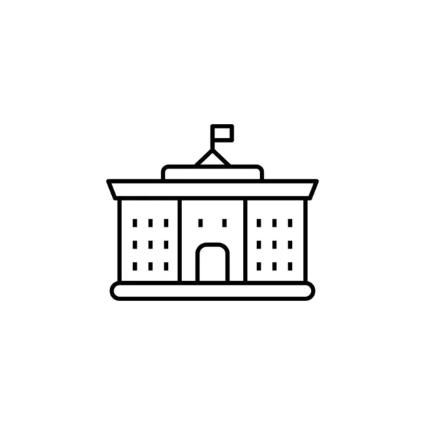 Budova, školní čára ikona na bílém pozadí — Stockový vektor
