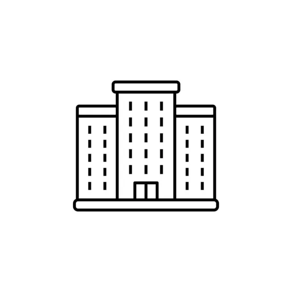 Grattacielo edificio linea icona su sfondo bianco — Vettoriale Stock