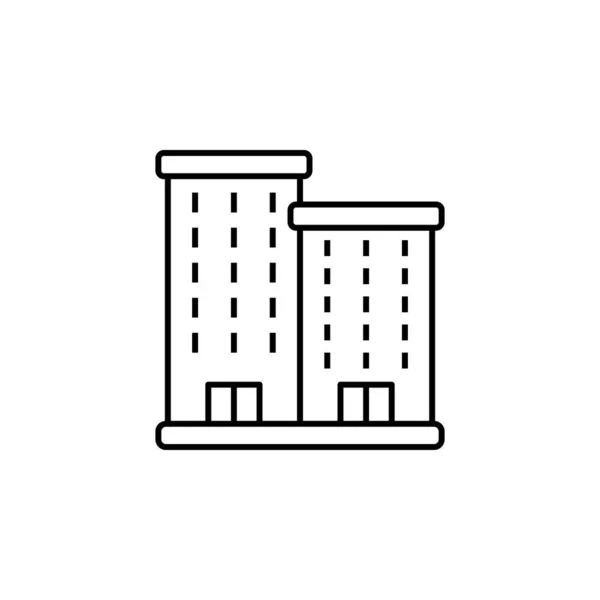 Grattacielo edificio linea icona su sfondo bianco — Vettoriale Stock