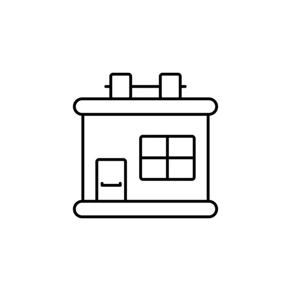 Budova, posilovna linka ikona na bílém pozadí — Stockový vektor