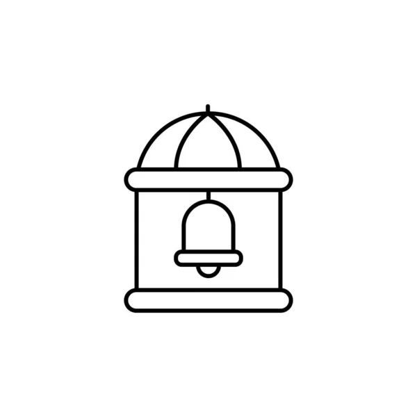 Building, bell line icon on white background — Stock vektor