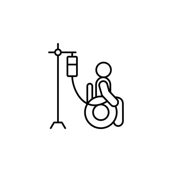 残疾车,病人,注射器,白底系统线图标 — 图库矢量图片