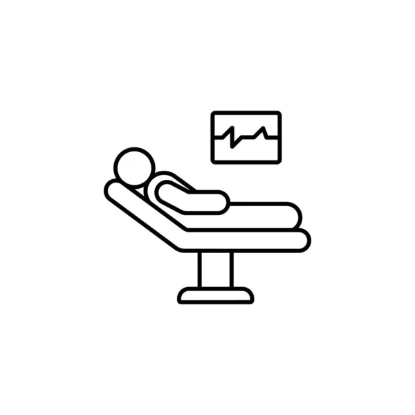 Patient, hôpital, icône de ligne de cardiogramme sur fond blanc — Image vectorielle