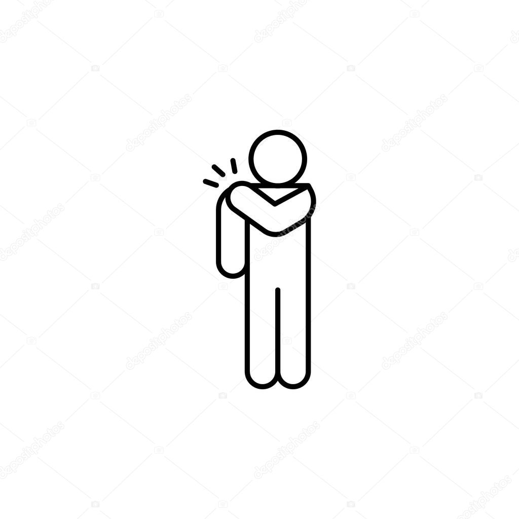 shoulder pain, pain line icon on white background